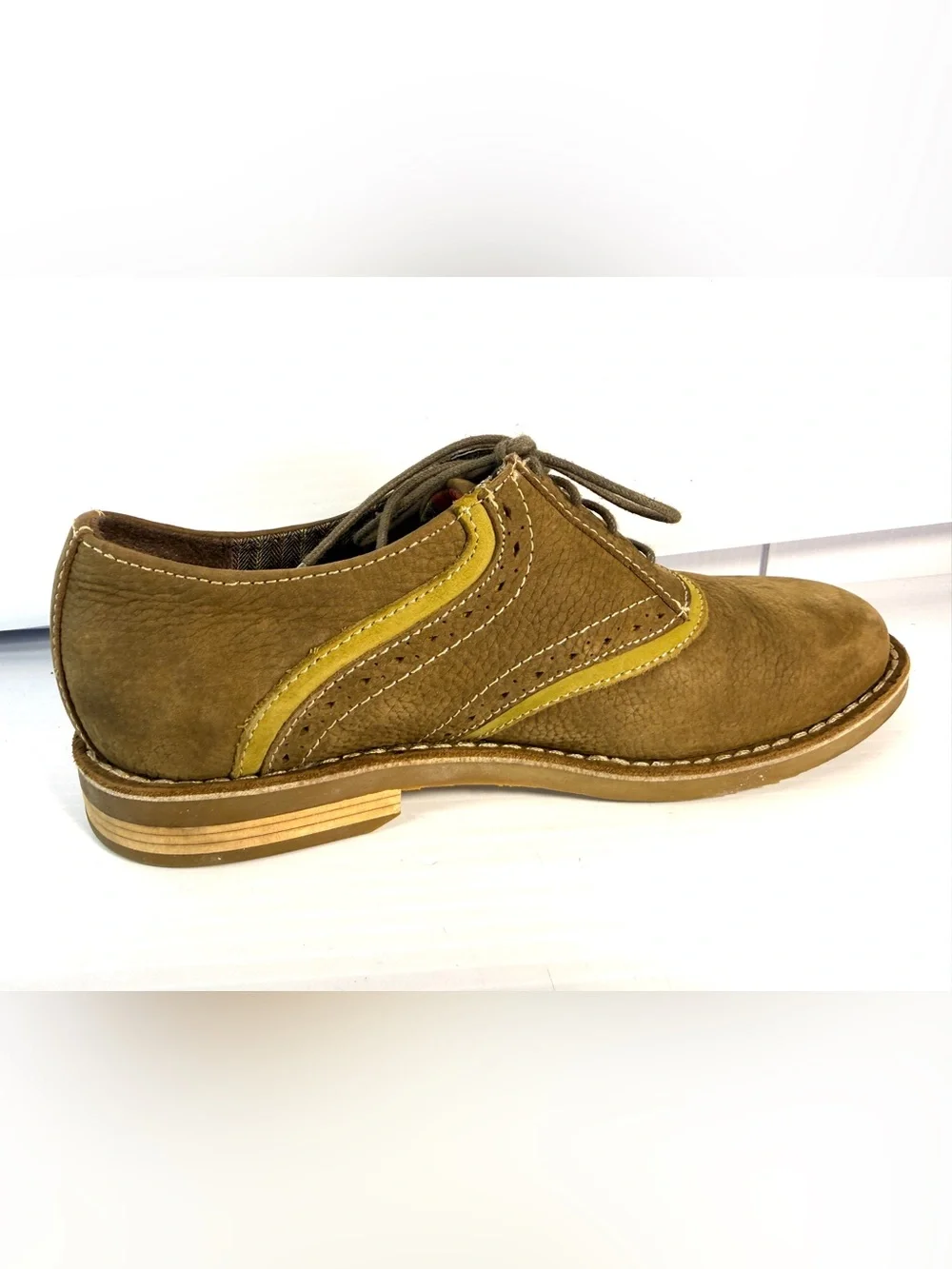 Original Penguin Tan  Suede Oxfords with Golden Trim